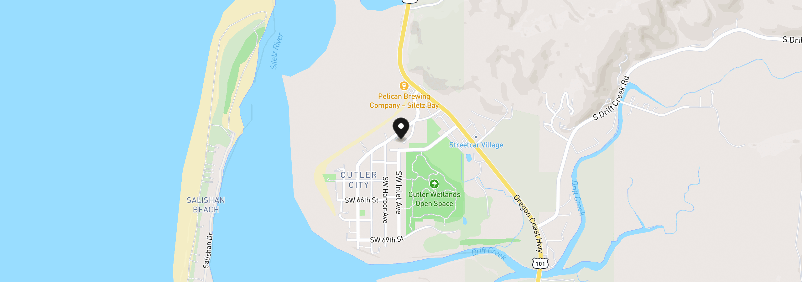 Map showing the location of 6281 SW Jetty Ave, Lincoln City, OR 97367