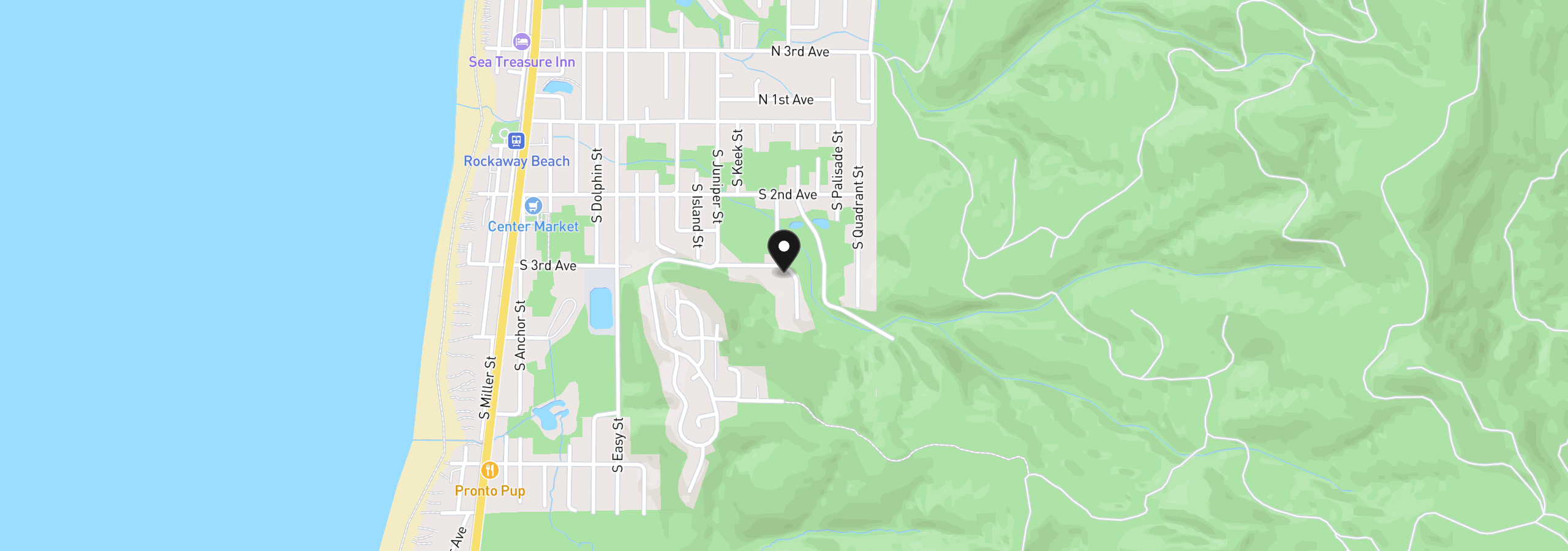 Map showing the location of 308 S Marine St, Rockaway Beach, OR 97136