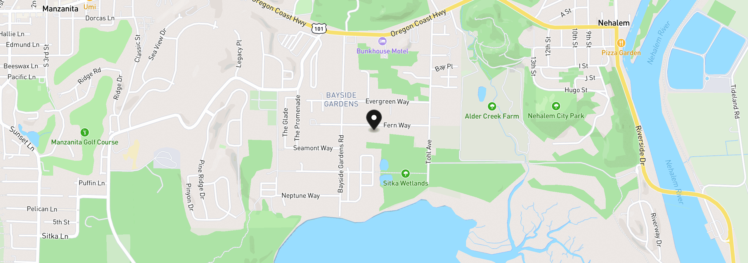 Map showing the location of 11335 Fern Way, Nehalem, OR 97131