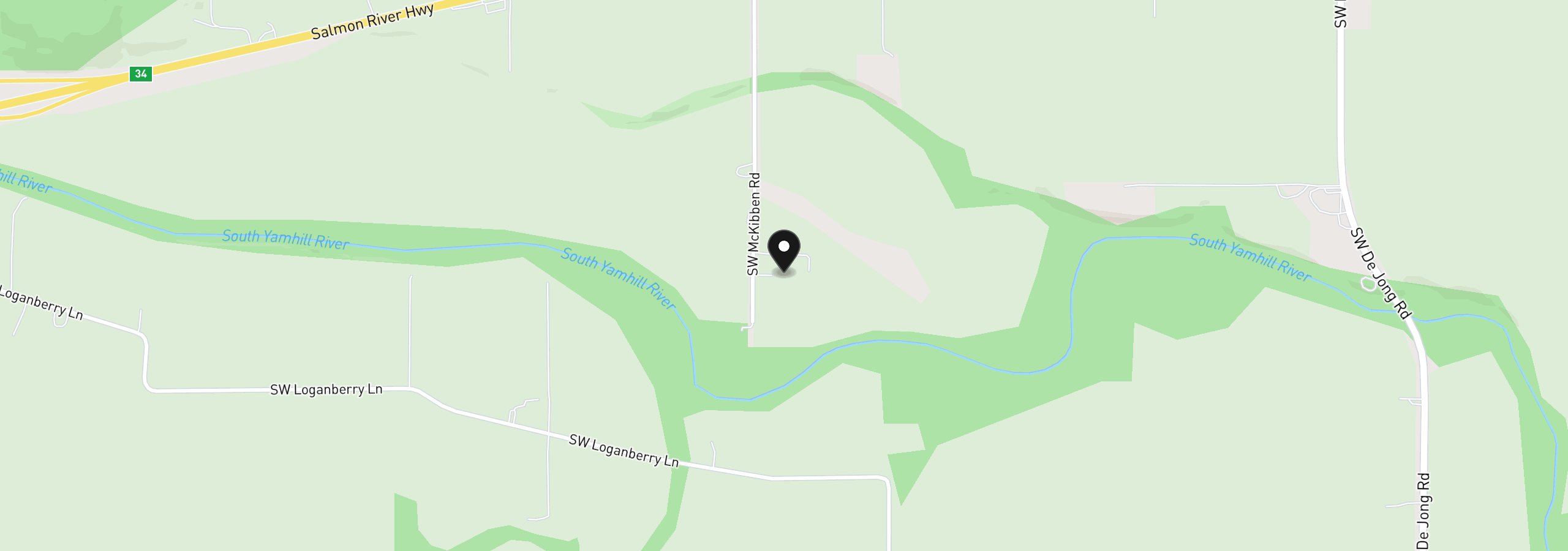 Map showing the location of 23301 SW (23220) McKibben Rd, Sheridan, OR 97378