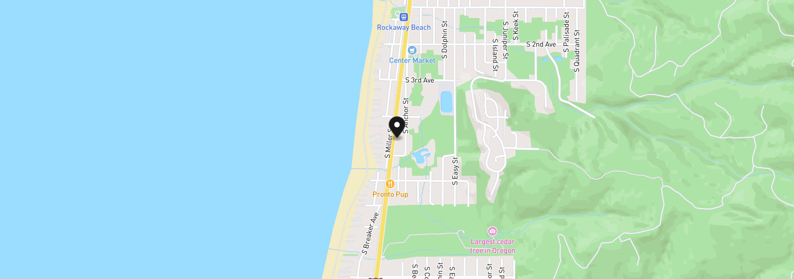 Map showing the location of 460 S Hwy 101, Rockaway Beach, OR 97136