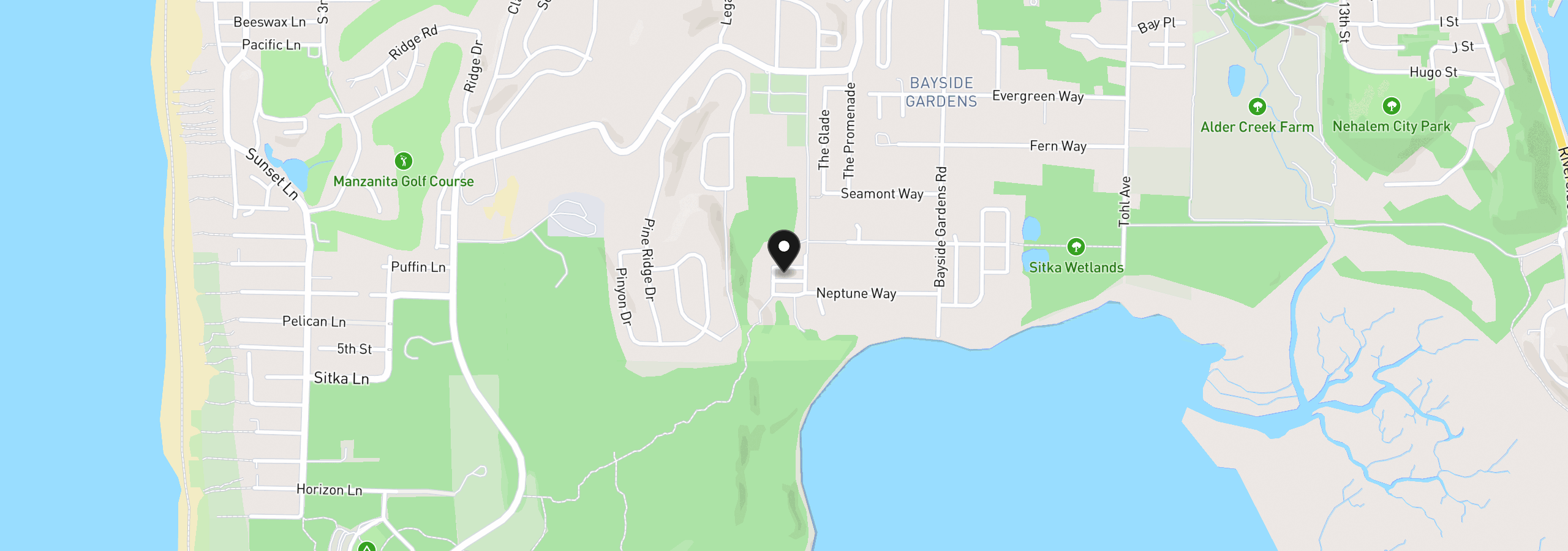 Map showing the location of 10565 Meadow Lark Ln, Manzanita, OR 97130