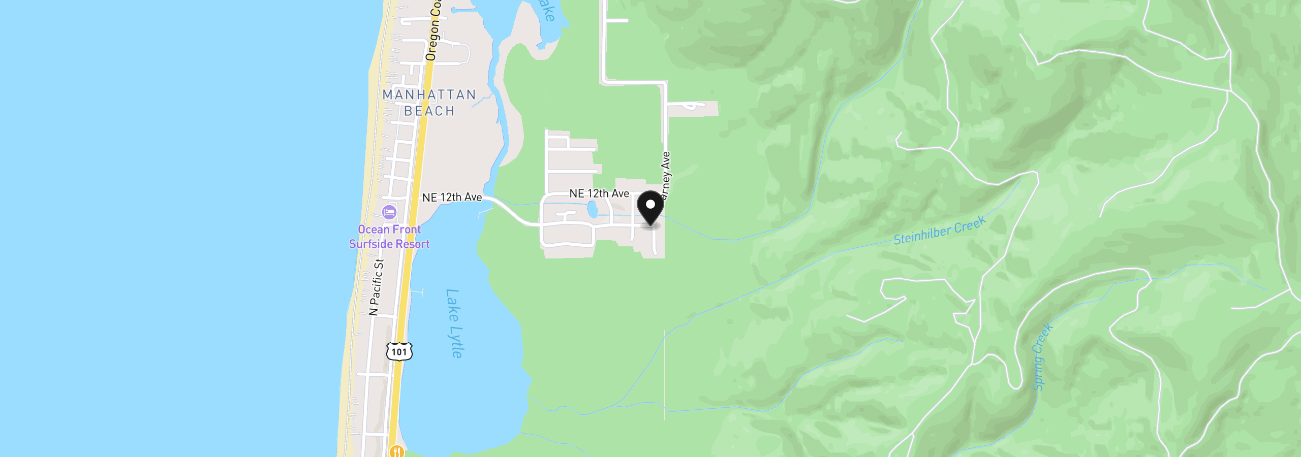 Map showing the location of 1077 Necarney Lot 5, Rockaway Beach, OR 97136