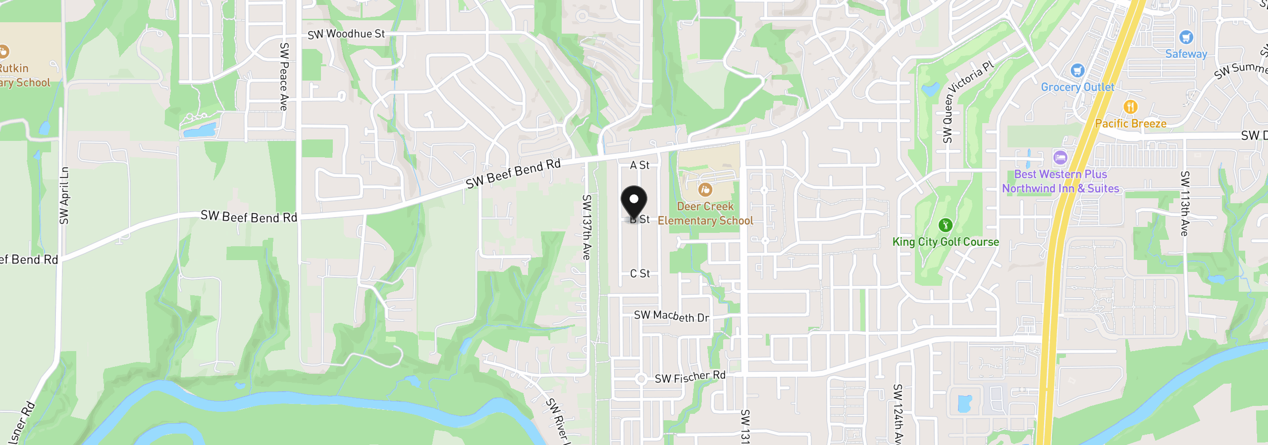 Map showing the location of 13620 SW Beef Bend Rd 82, Tigard, OR 97224