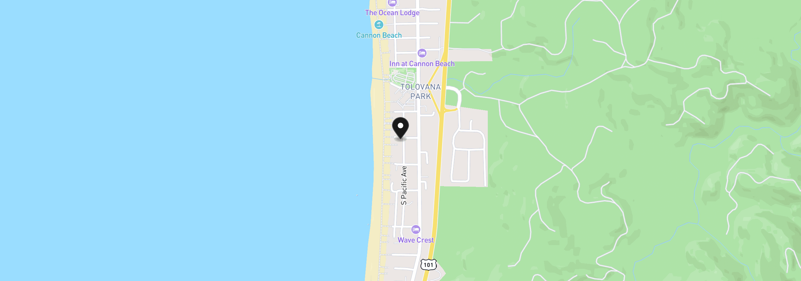 Map showing the location of 263 Umpqua St, Cannon Beach, OR 97110