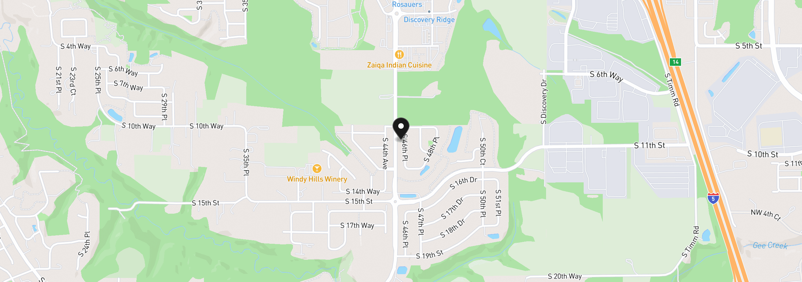 Map showing the location of 1101 S 46th Pl, Ridgefield, Wa 98642