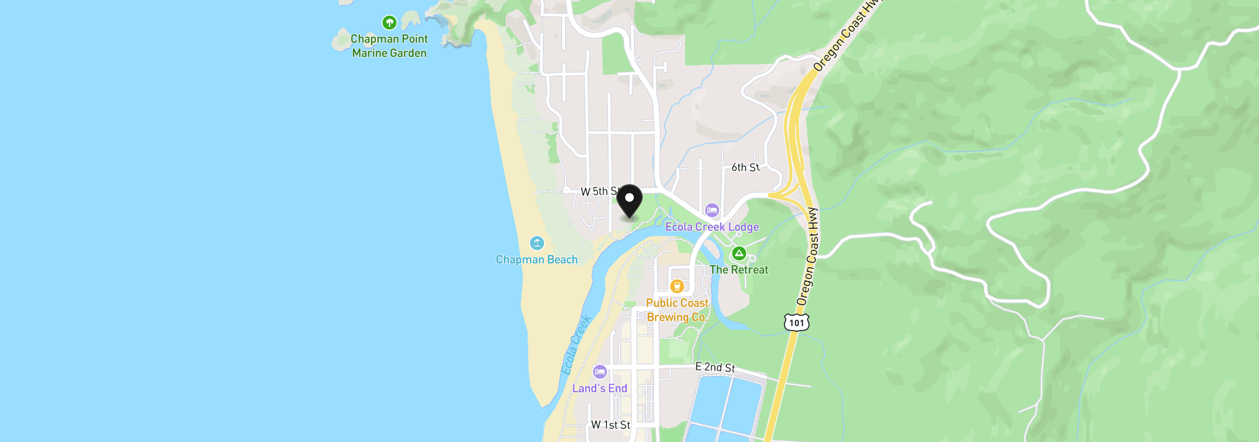 Map showing the location of 440 N Hemlock St, Cannon Beach, OR 97110