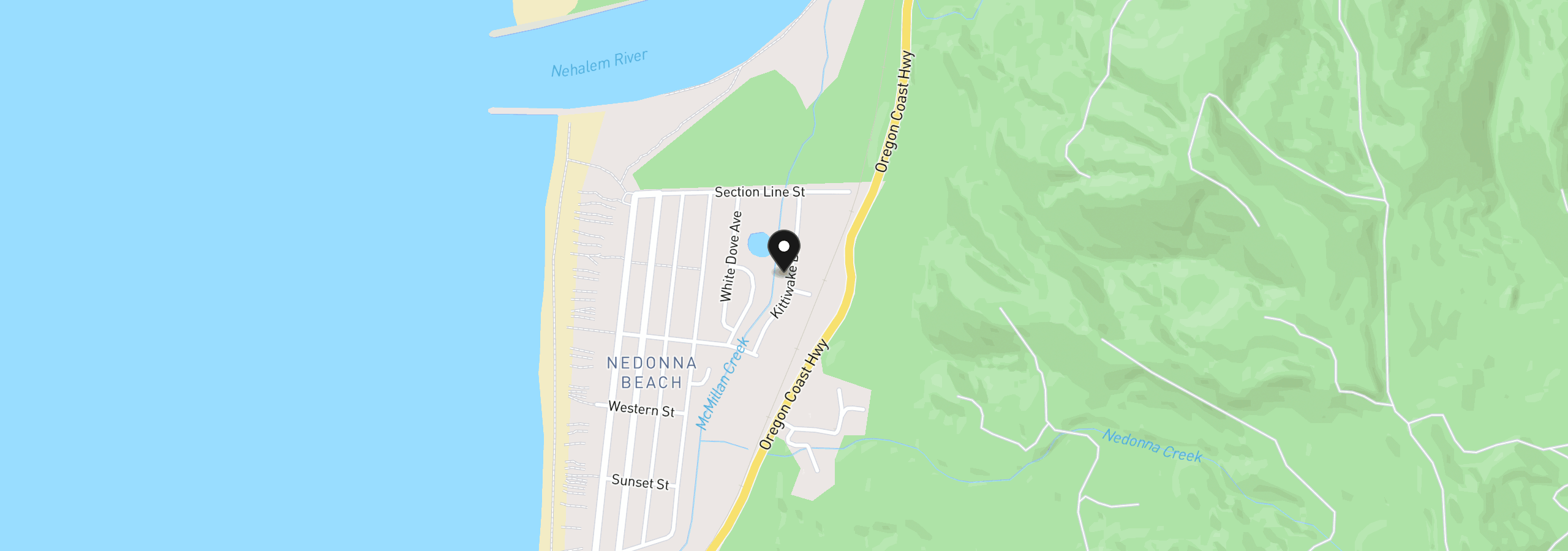 Map showing the location of 26500 Kittiwake Dr, Rockaway Beach, OR 97136