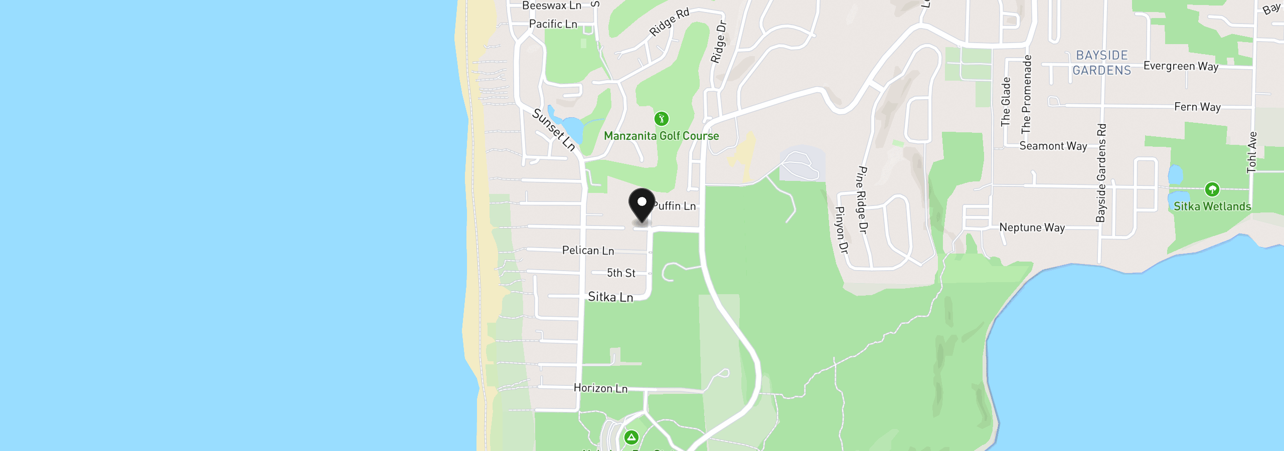 Map showing the location of 34720 Nehalem Ave, Manzanita, OR 97130