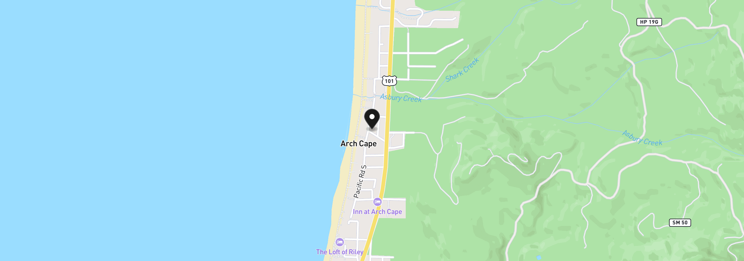 Map showing the location of 80149 Pacific Rd, Arch Cape, OR 97102