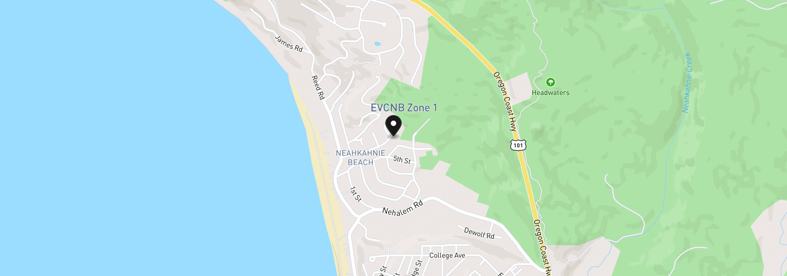Map showing the location of 8415 Treasure Rocks Rd, Manzanita, OR 97130