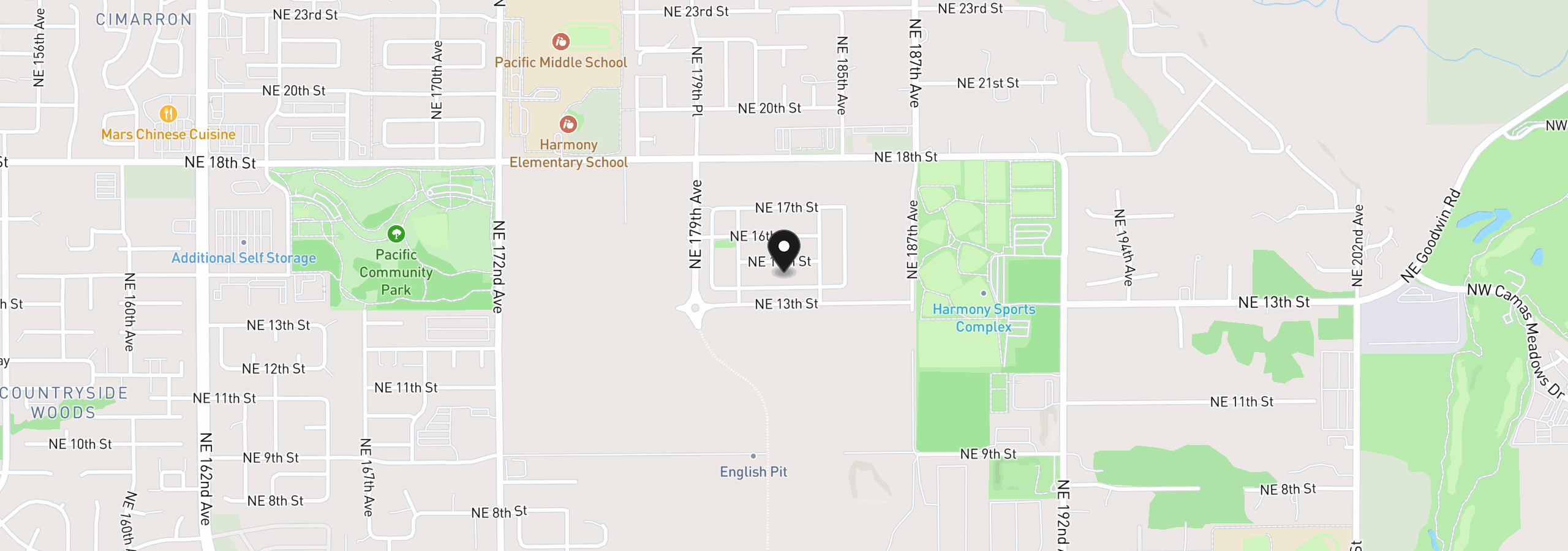 Map showing the location of 18282 NE 14th St, Vancouver, Wa 98684