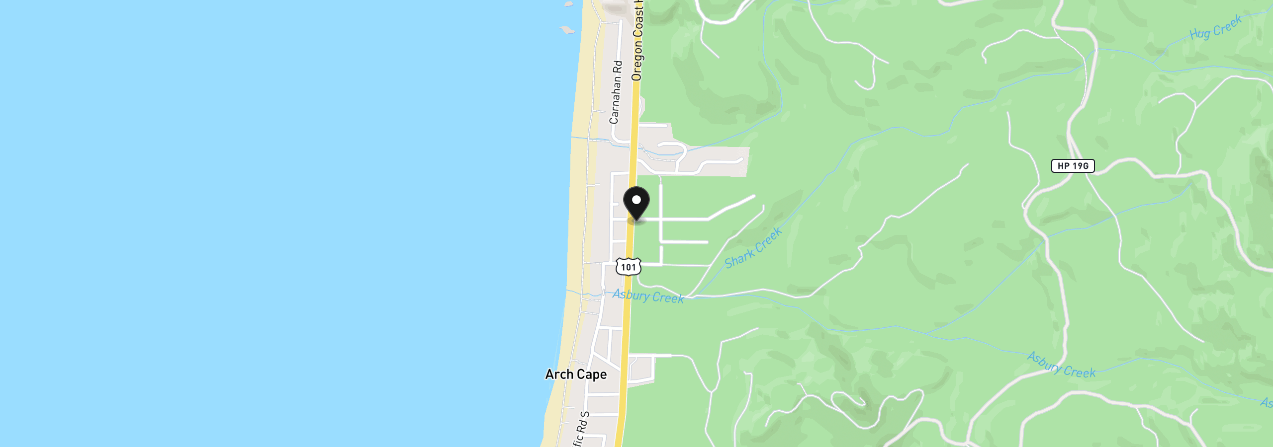 Map showing the location of 003 Hemlock Ln, Arch Cape, OR 97102