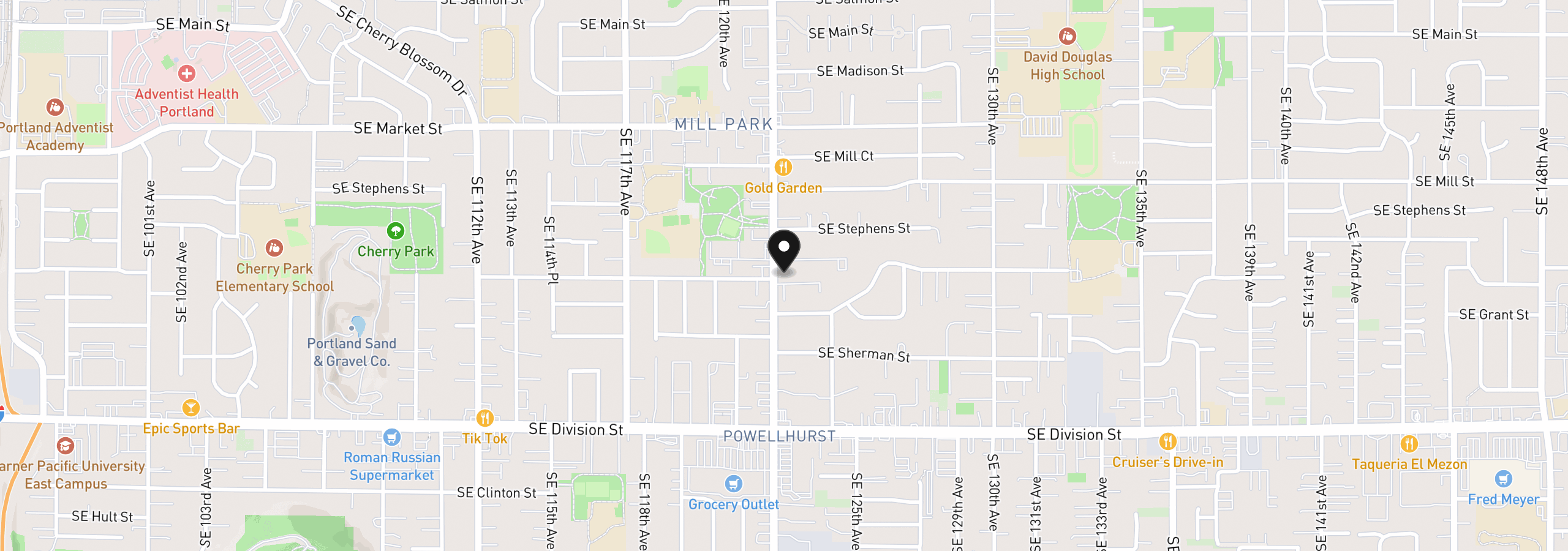 Map showing the location of 2056 SE 122nd Ave, Portland, OR 97233