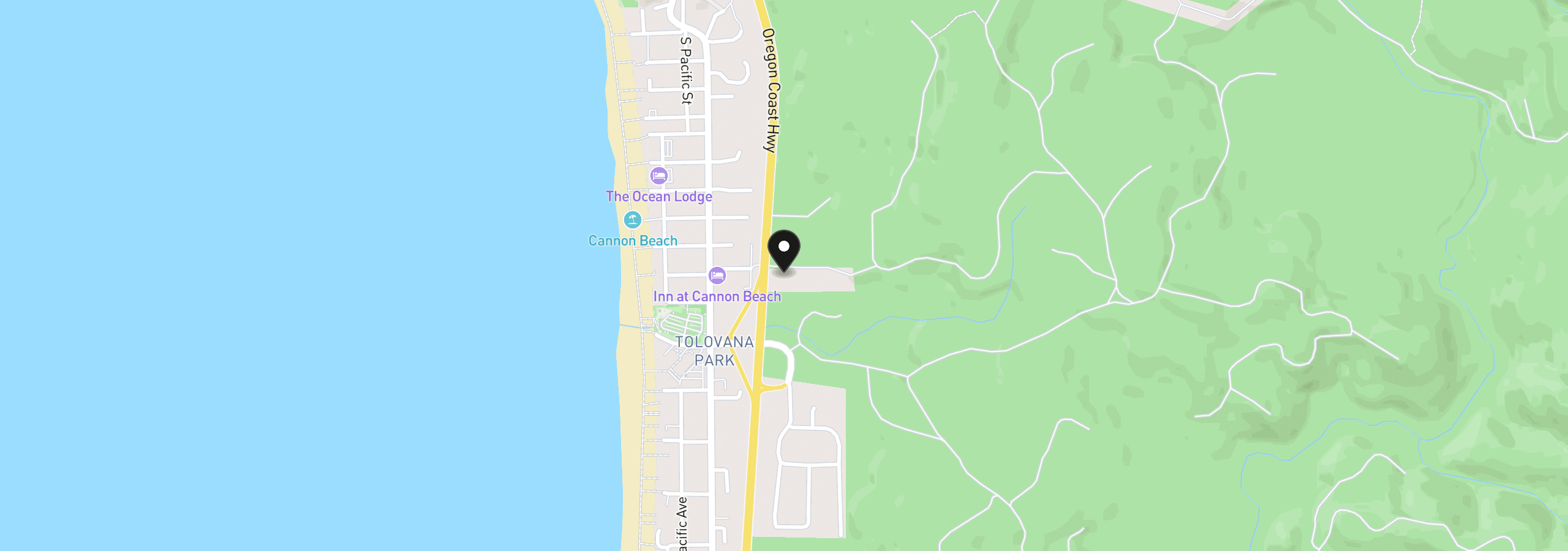 Map showing the location of 211 E Surfcrest Ave, Cannon Beach, OR 97110