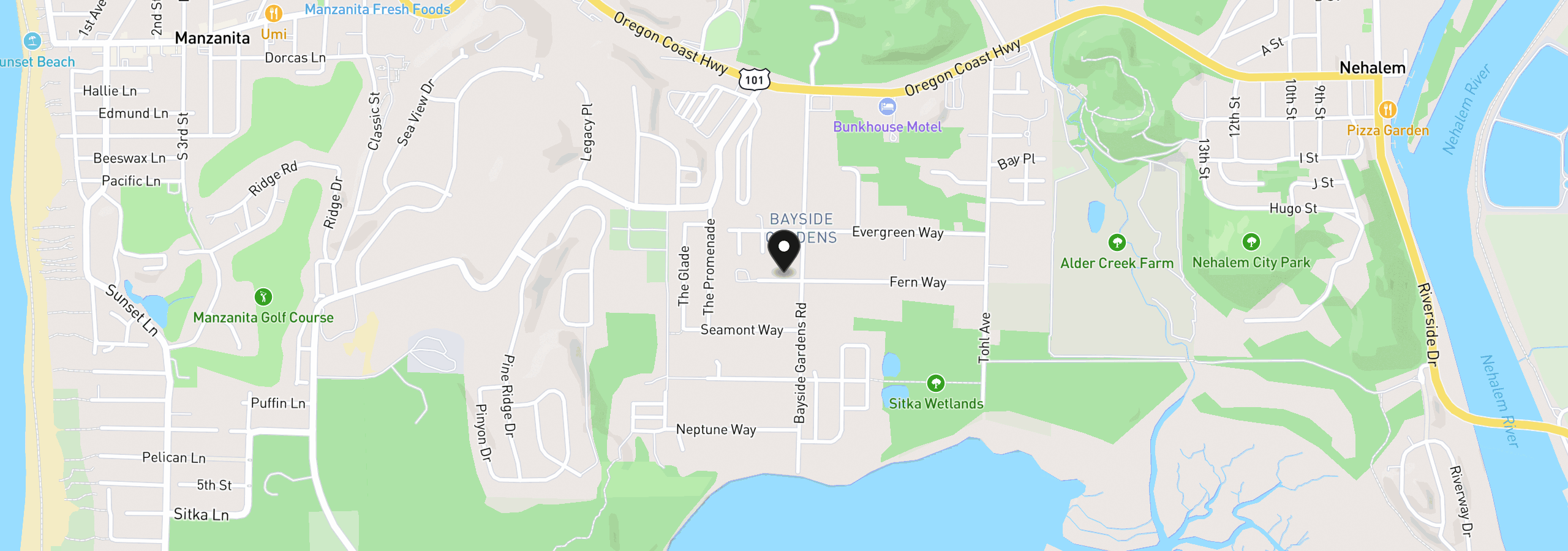 Map showing the location of 11180 Fern Way, Nehalem, OR 97131