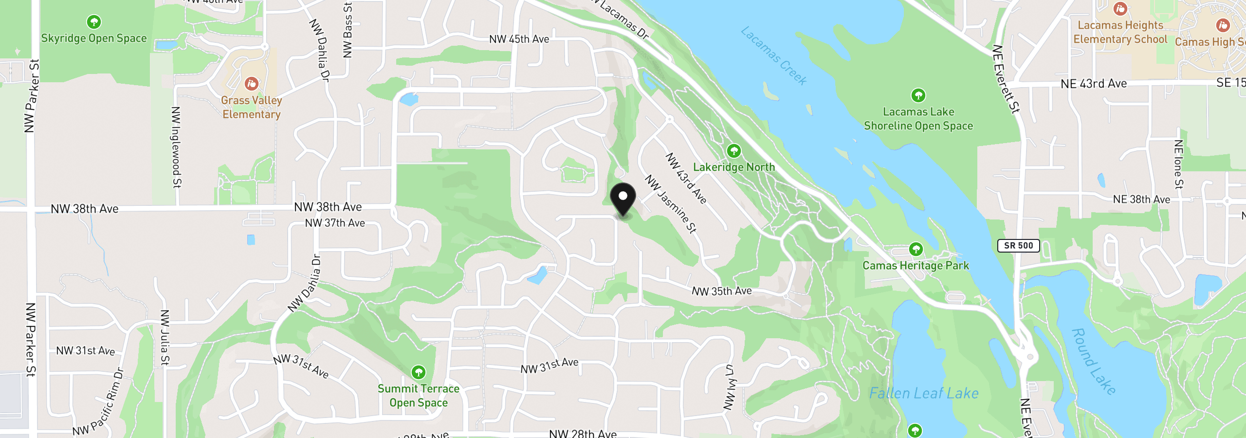 Map showing the location of 3702 NW Norwood St, Camas, Wa 98607