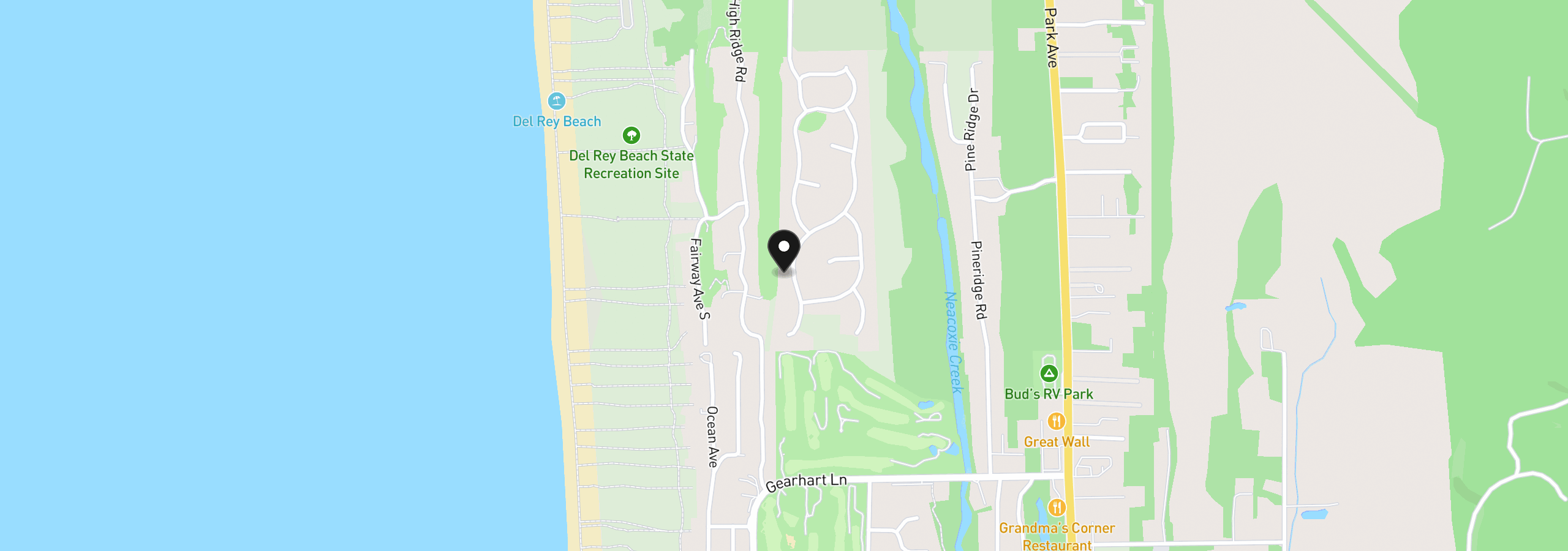Map showing the location of 4664 Sheridan Dr, Gearhart, OR 97138