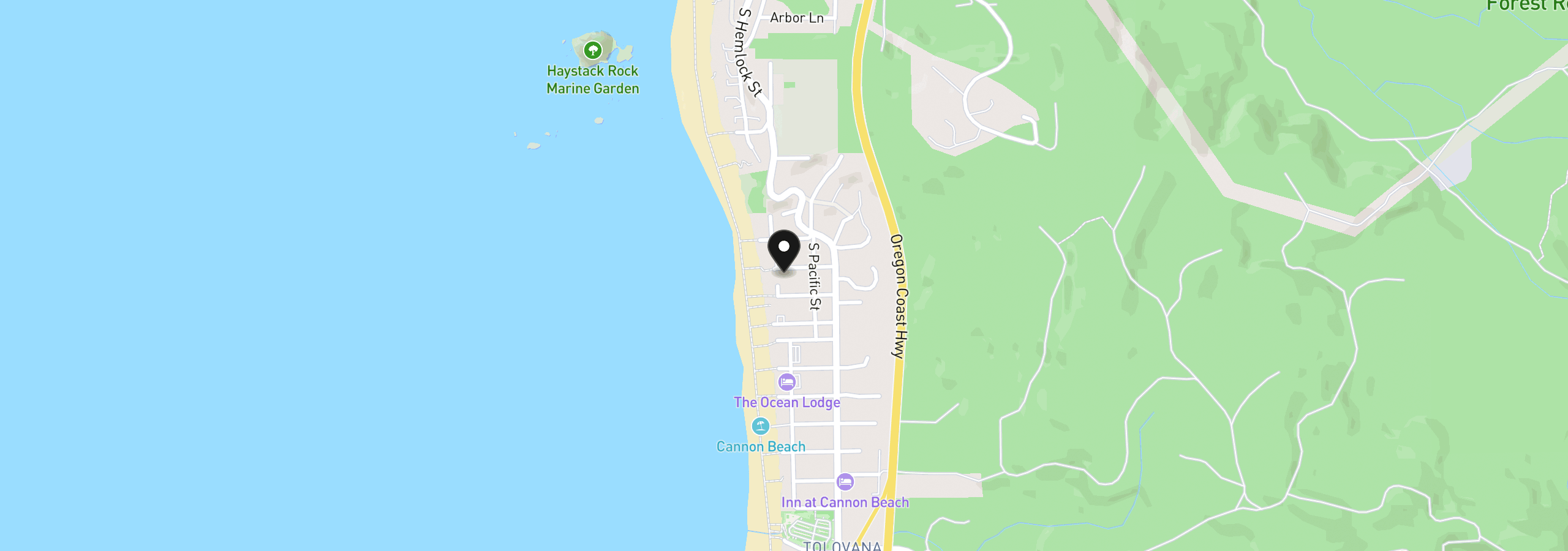 Map showing the location of 279 Gulcana Ave, Cannon Beach, OR 97110