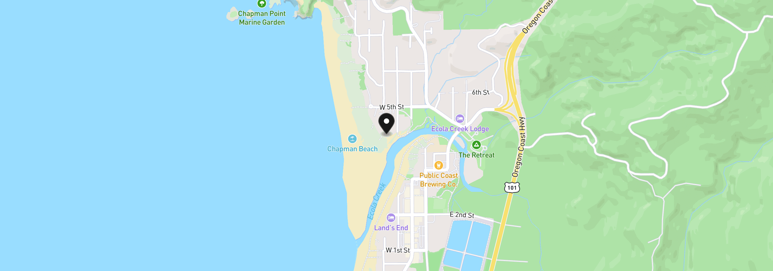 Map showing the location of 554 Breakers Point Condo, Cannon Beach, OR 97110