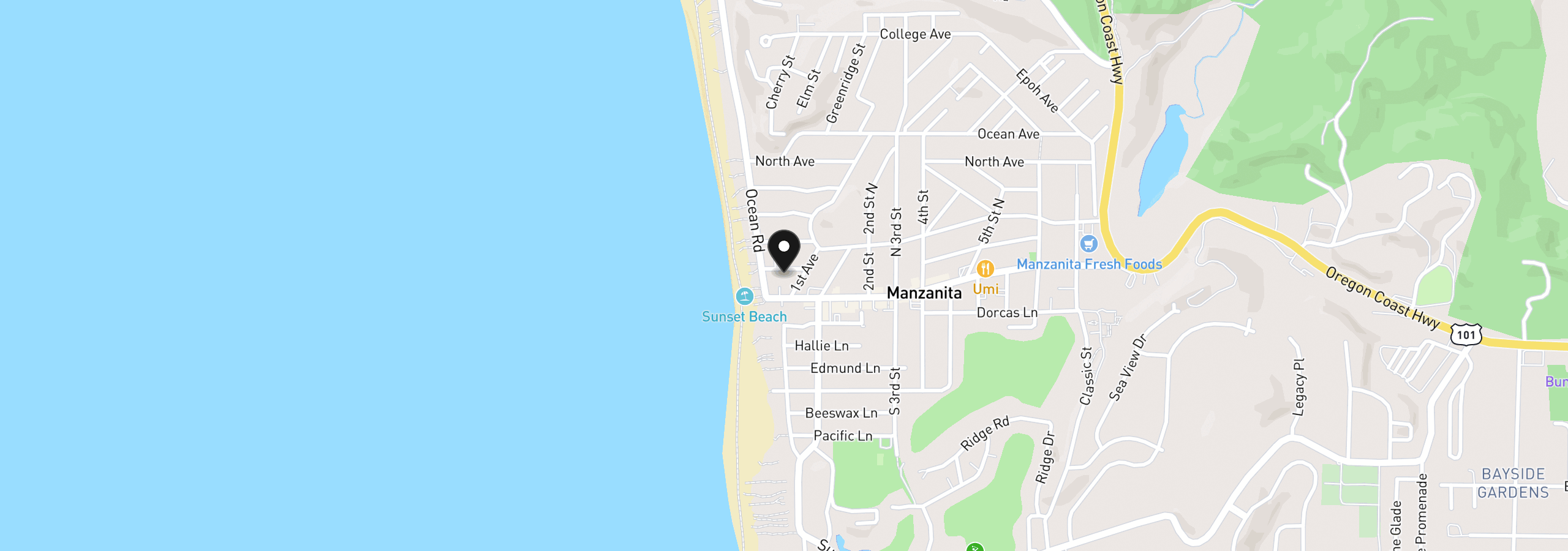 Map showing the location of 56 Idaho Ave, Manzanita, OR 97130