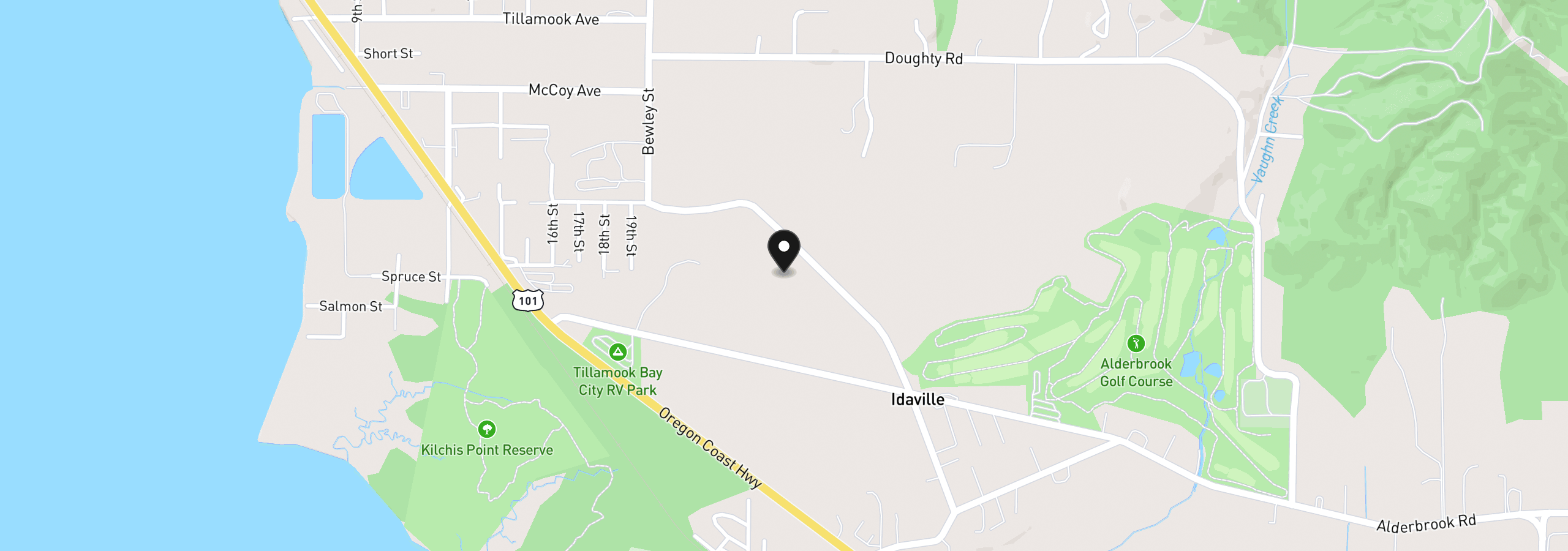 Map showing the location of 7750 Vaughn Rd, Tillamook, OR 97141