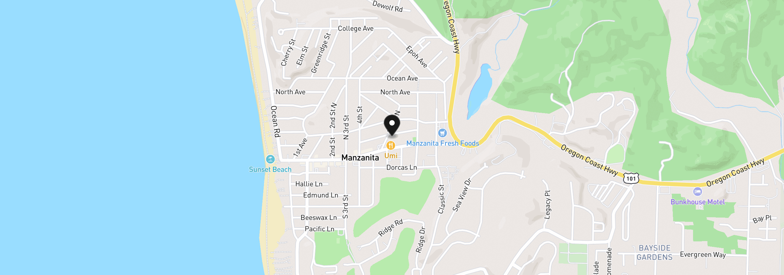 Map showing the location of Laurel Ave 9, Manzanita, OR 97130