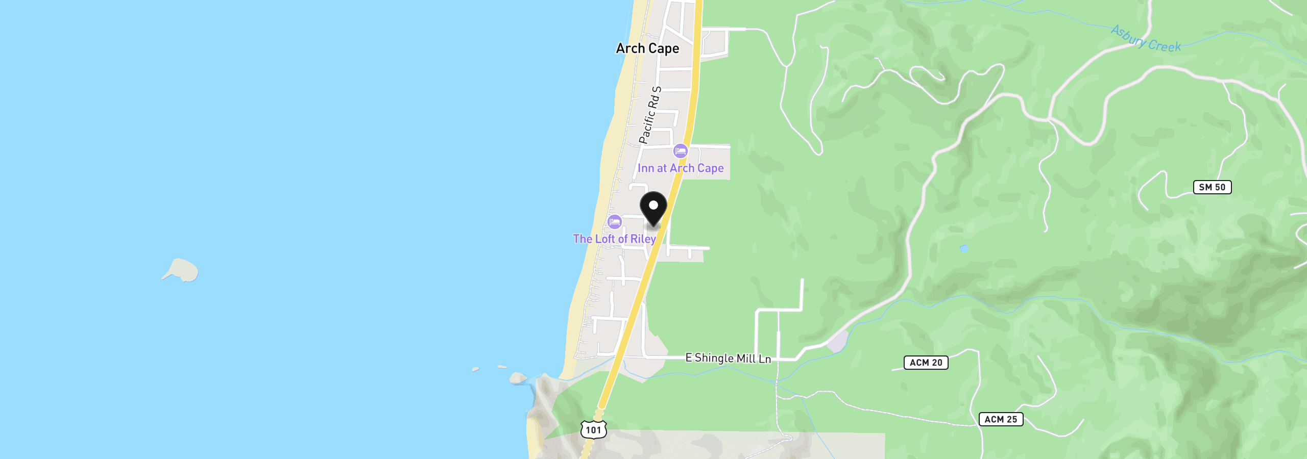 Map showing the location of 79929 W Beach Rd, Arch Cape, OR 97102