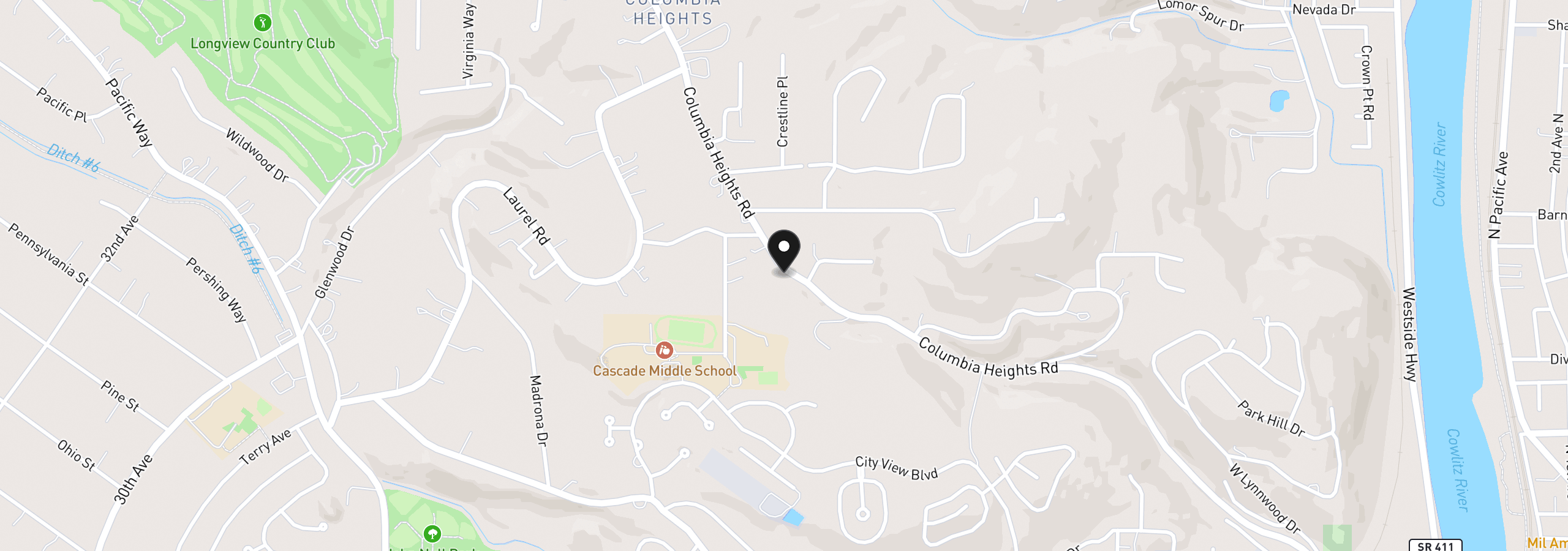 Map showing the location of 2907 Columbia Heights Rd, Longview, Wa 98632