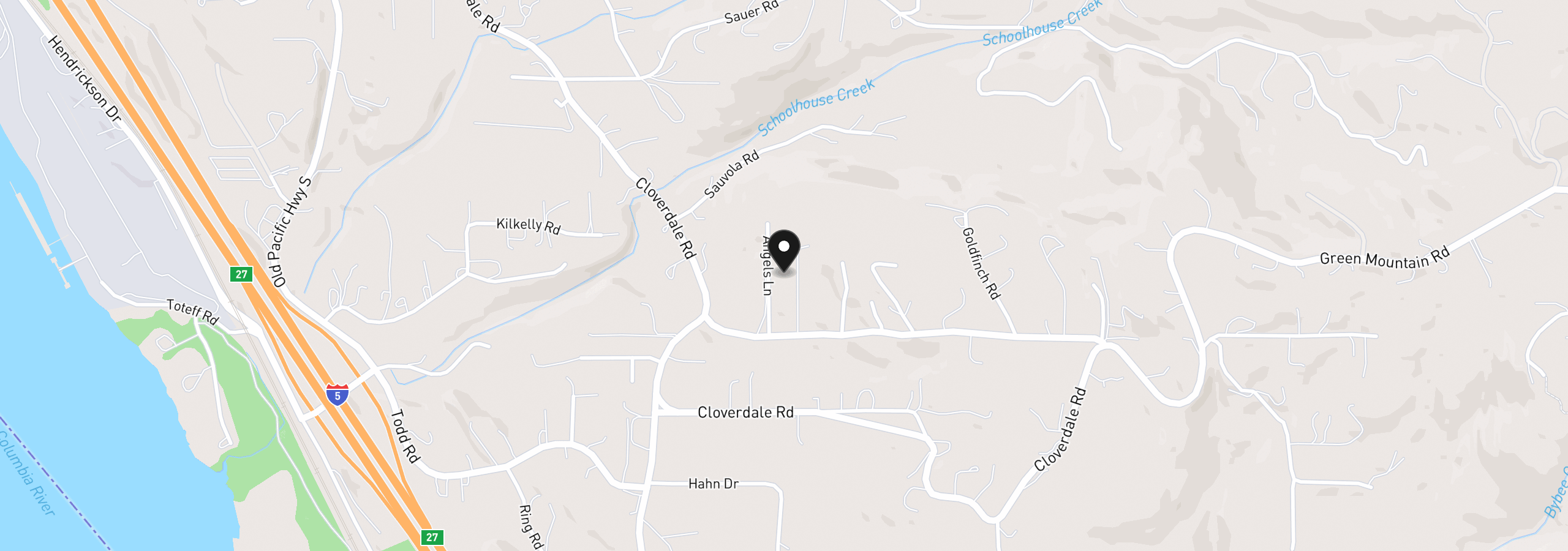 Map showing the location of 144 Angels Ln, Kalama, Wa 98625