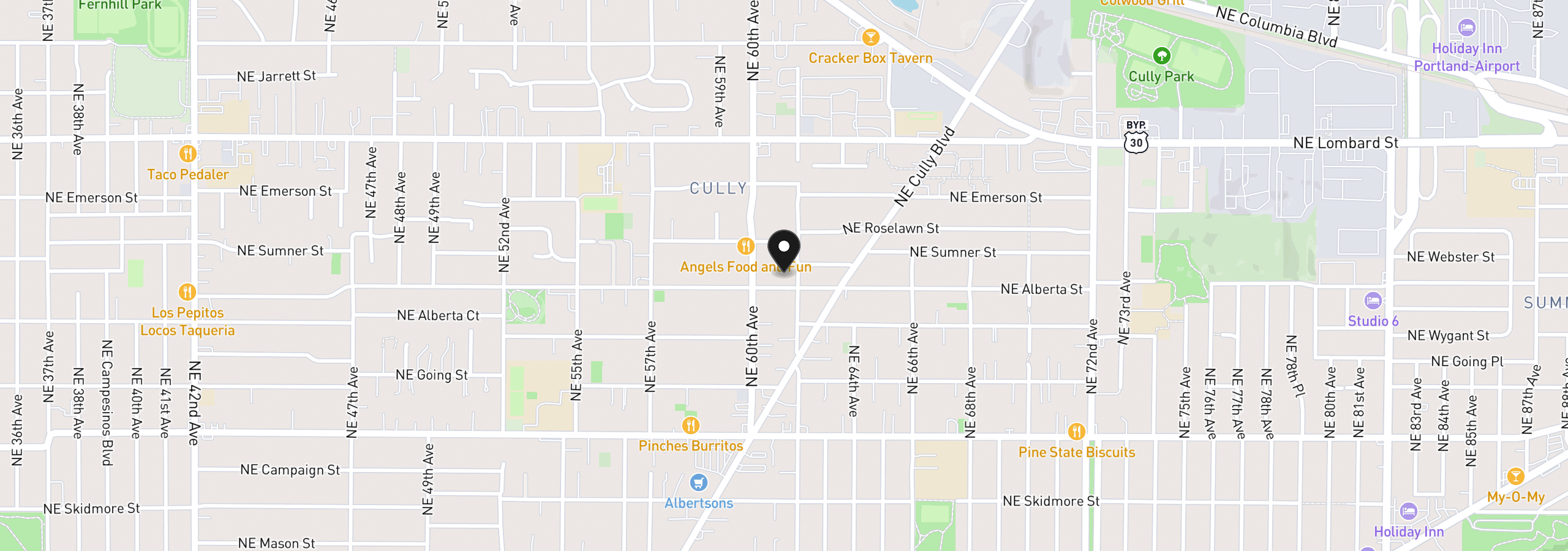 Map showing the location of 5005 NE 62nd Ave, Portland, OR 97218