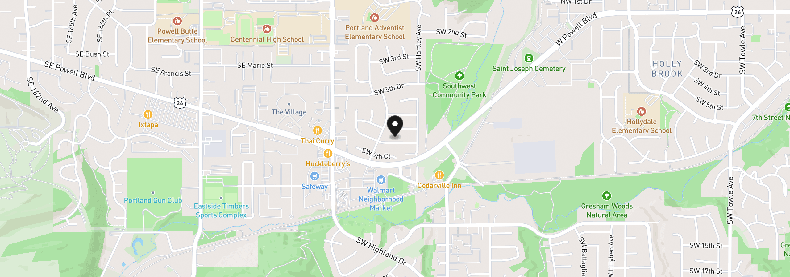 Map showing the location of 3885 SW 8th St, Gresham, OR 97030