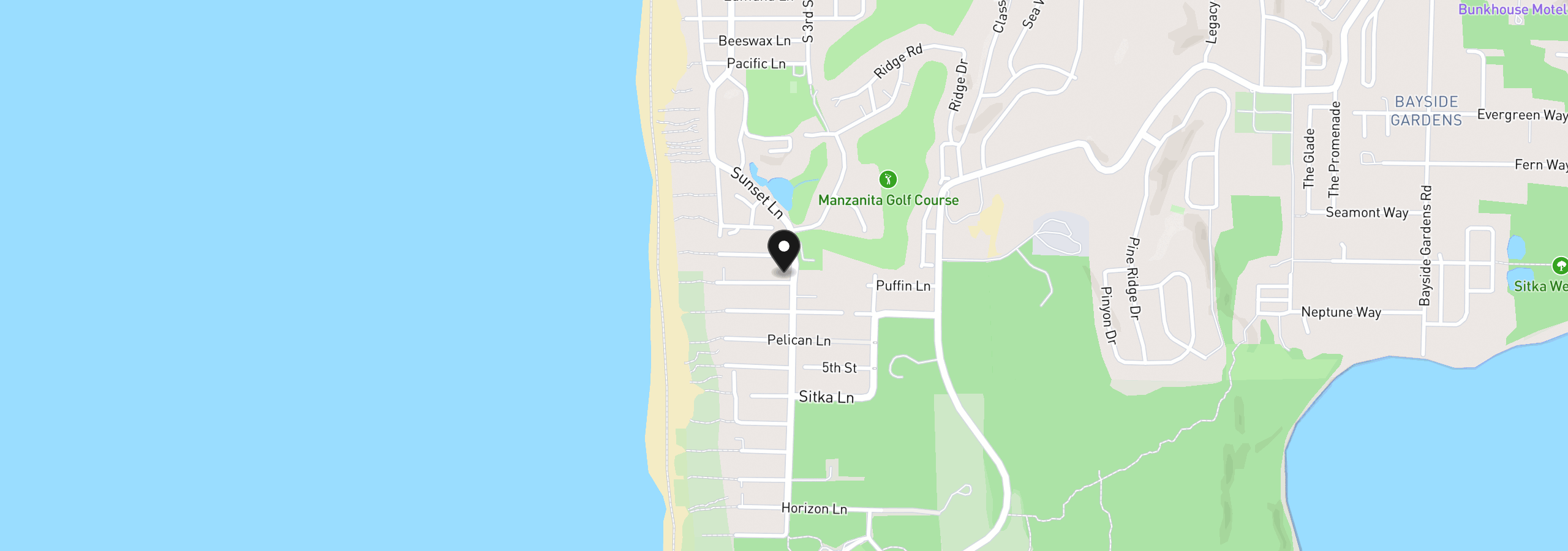 Map showing the location of 34810 Necarney Blvd, Manzanita, OR 97130