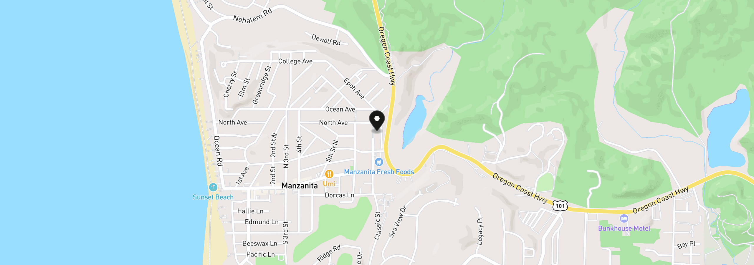 Map showing the location of 455 County Rd, Manzanita, OR 97130