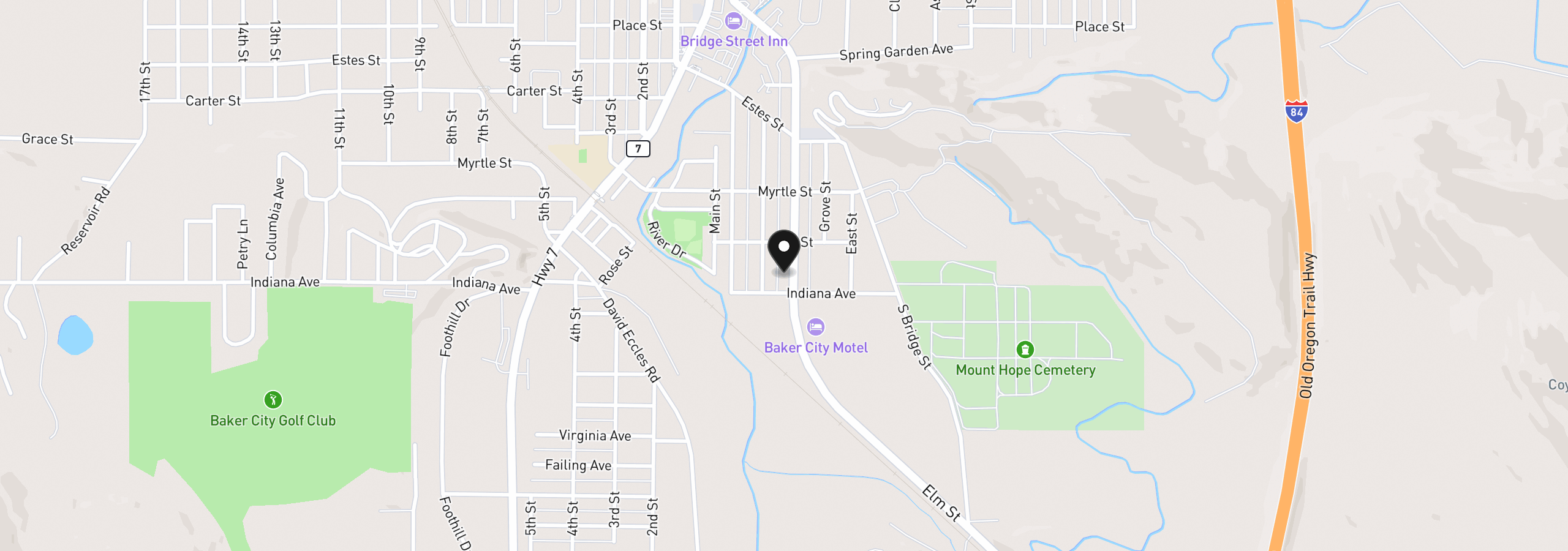 Map showing the location of 915 Elm St, Baker City, OR 97814