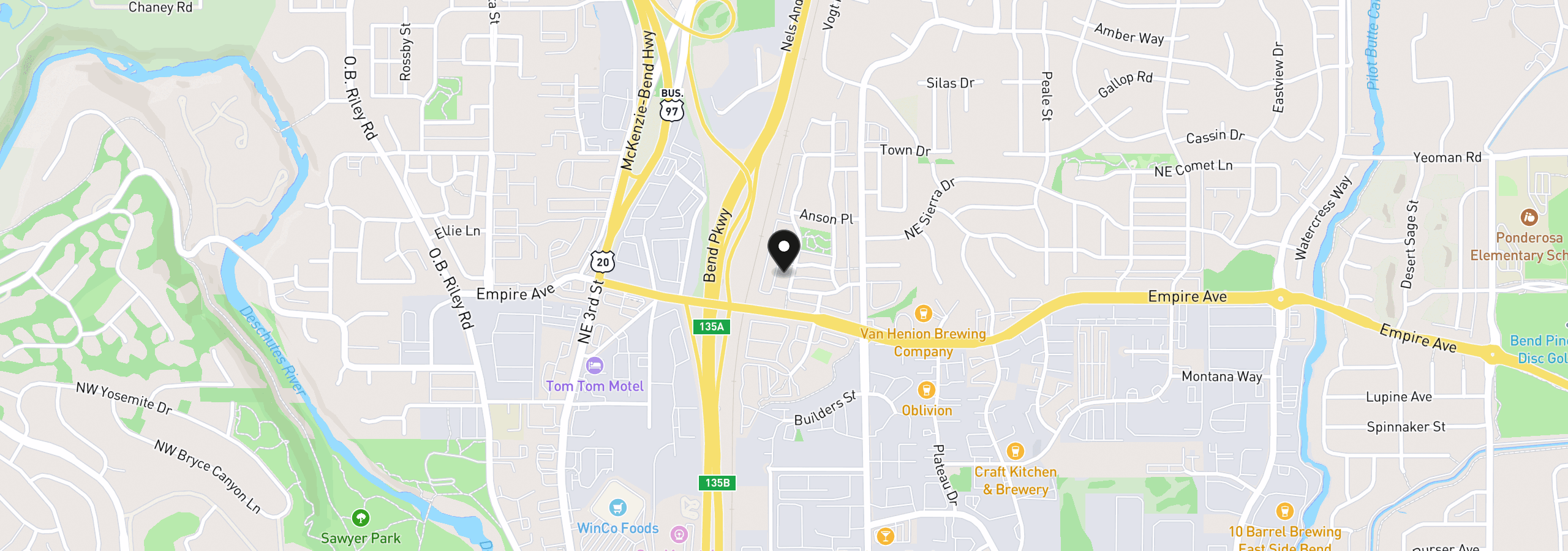 Map showing the location of 63119 NE De Haviland St, Bend, OR 97701