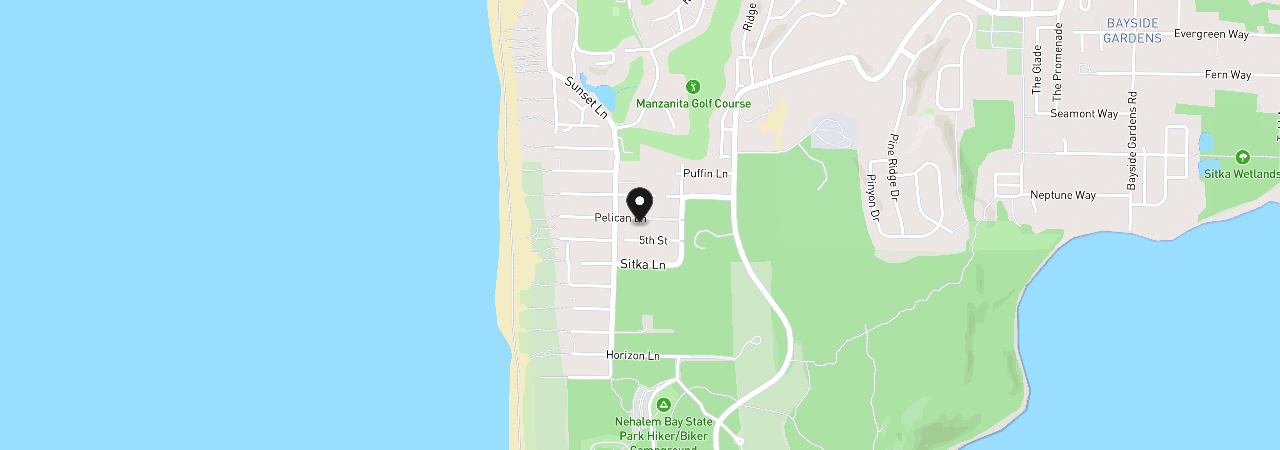 Map showing the location of 9095 Pelican Ln, Manzanita, OR 97130
