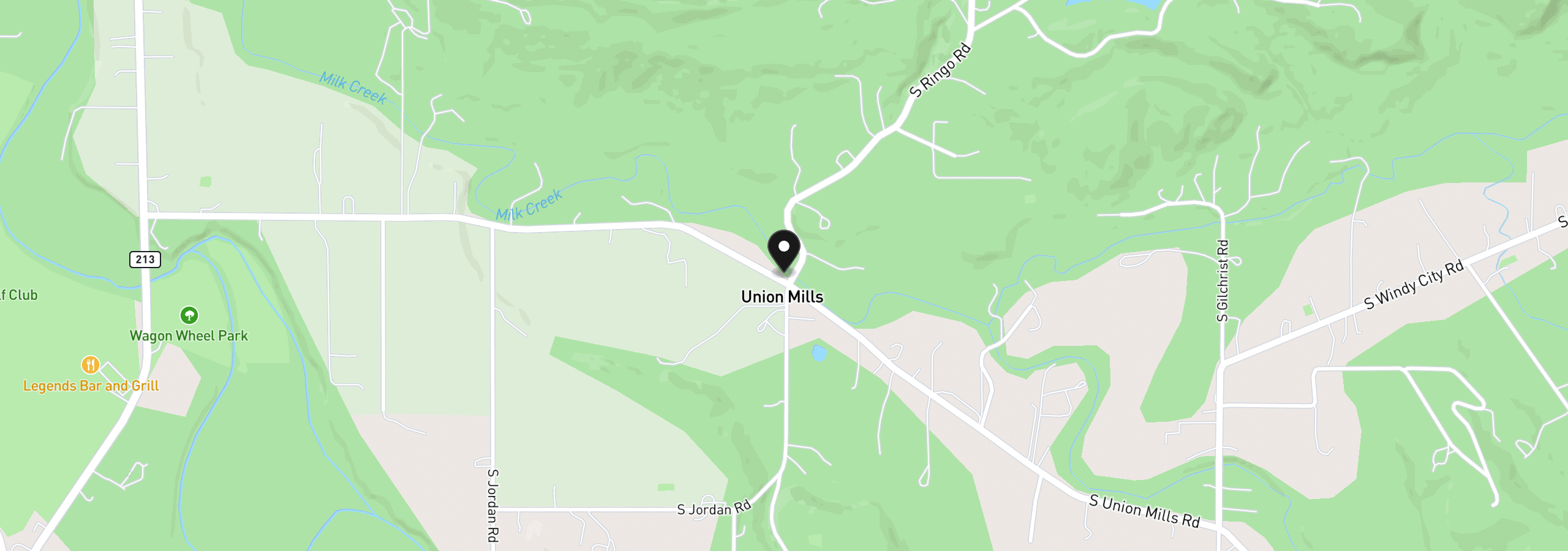 Map showing the location of 14963 S Union Mills Rd, Mulino, OR 97042