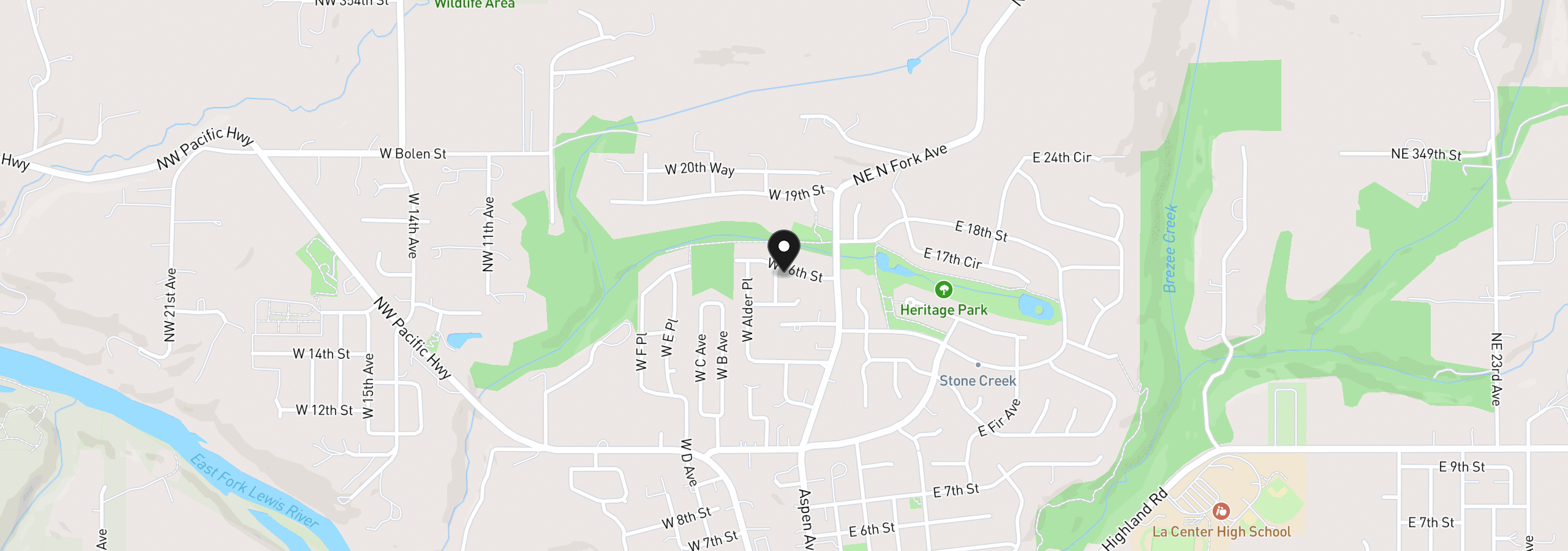 Map showing the location of 1517 W Aspen Pl, La Center, Wa 98629