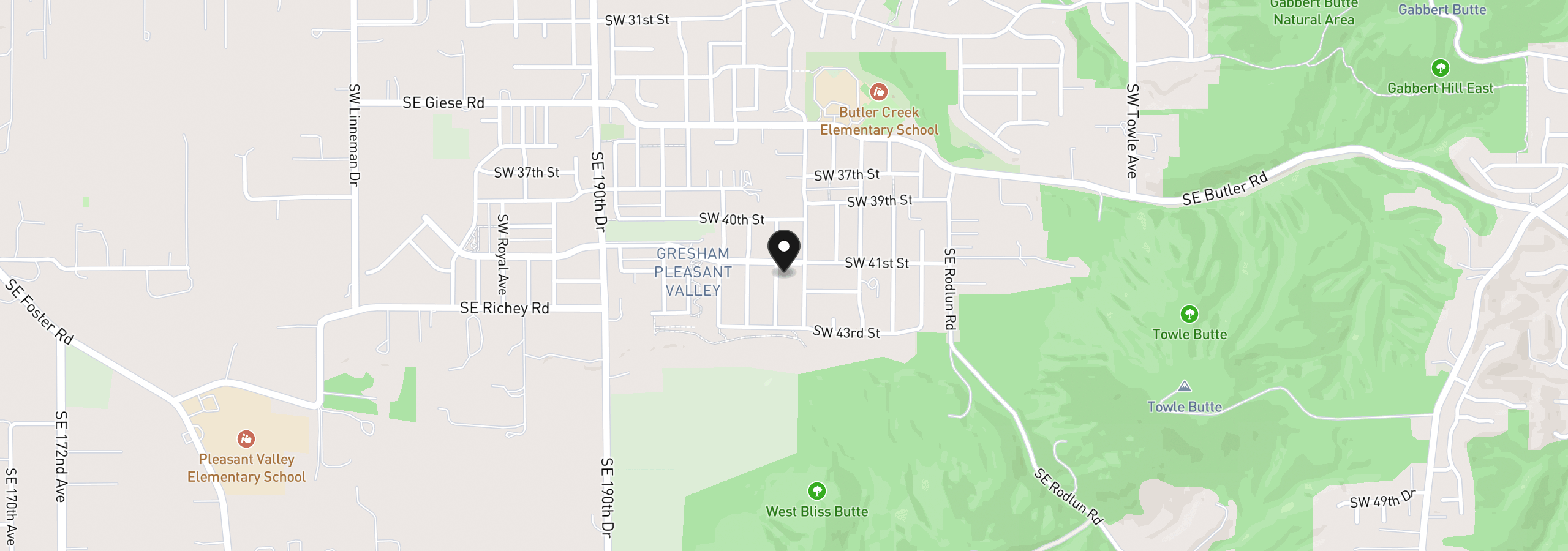 Map showing the location of 4128 SW Emerald Ave, Gresham, OR 97080