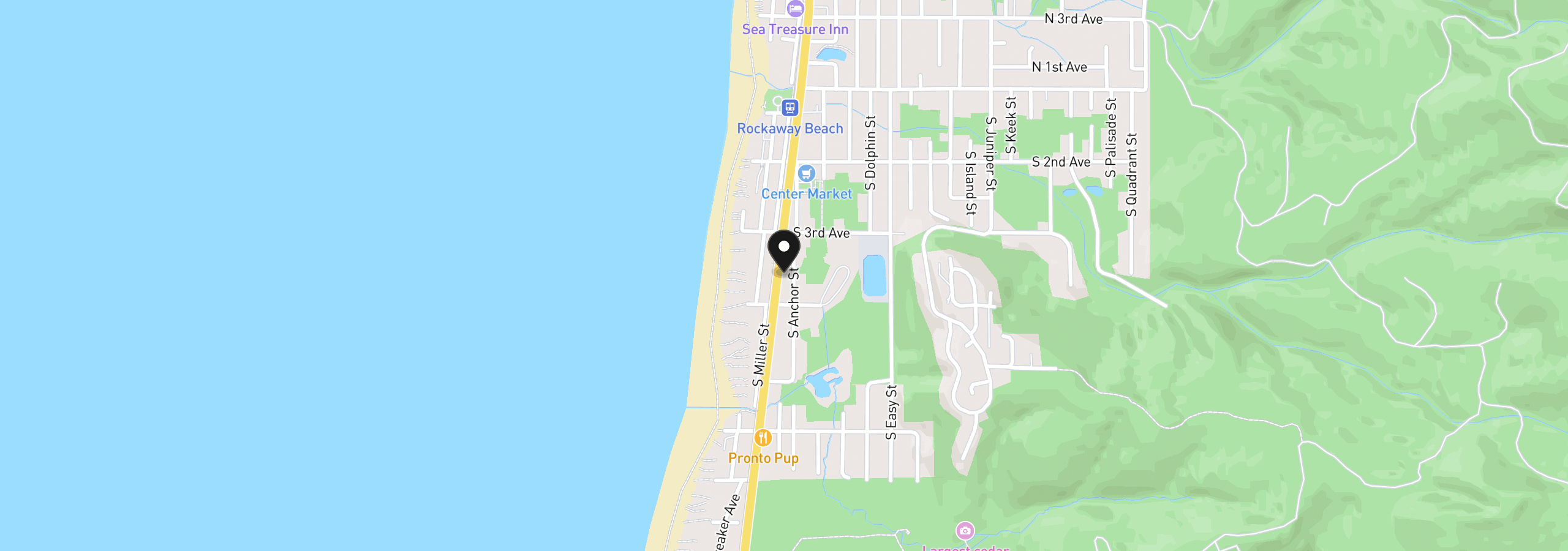 Map showing the location of 354 S Hwy 101, Rockaway Beach, OR 97136