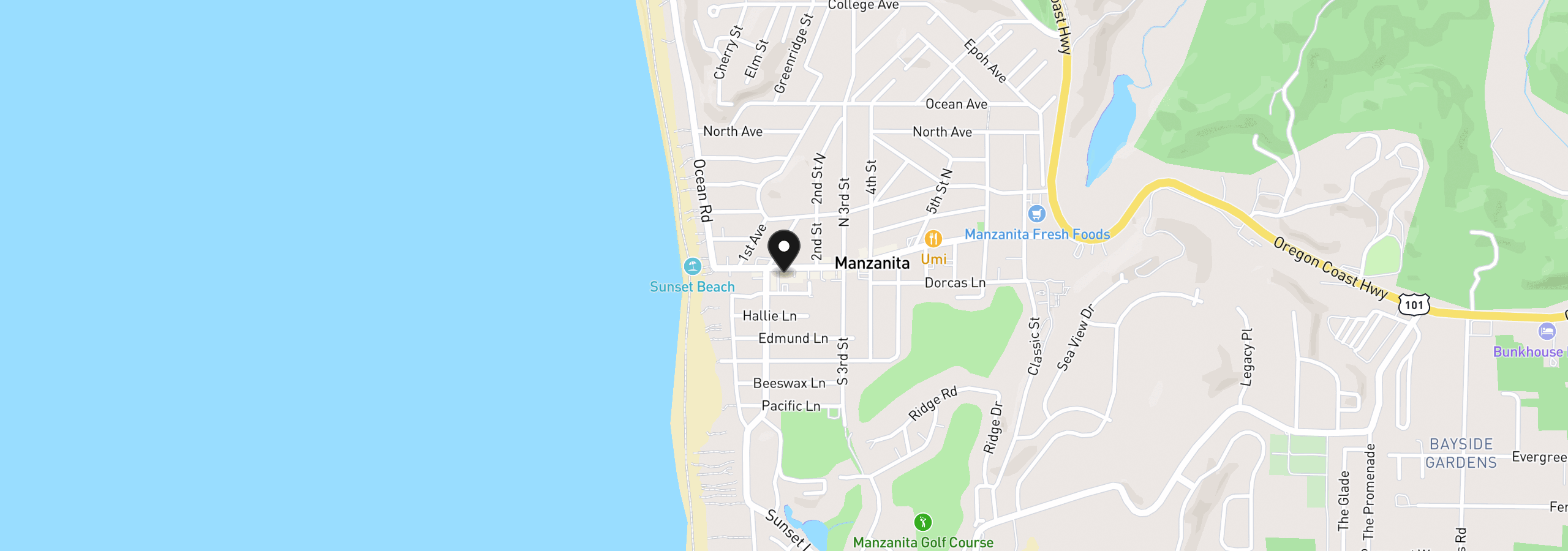 Map showing the location of 144 Laneda Ave 7, Manzanita, OR 97130