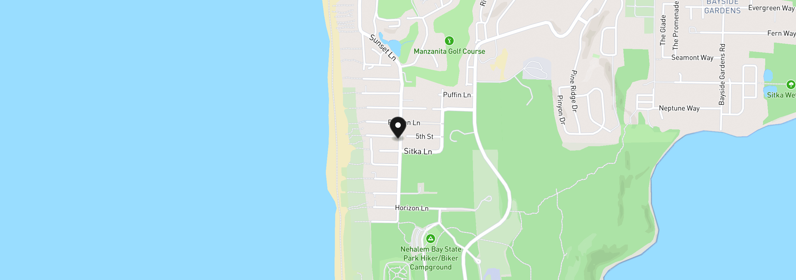 Map showing the location of Windward Ln 101, Manzanita, OR 97130