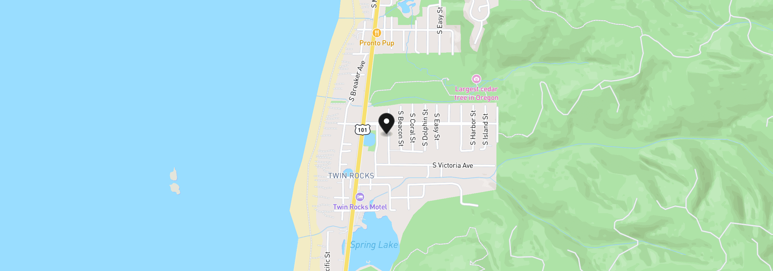 Map showing the location of 1041 S Anchor St, Rockaway Beach, OR 97136