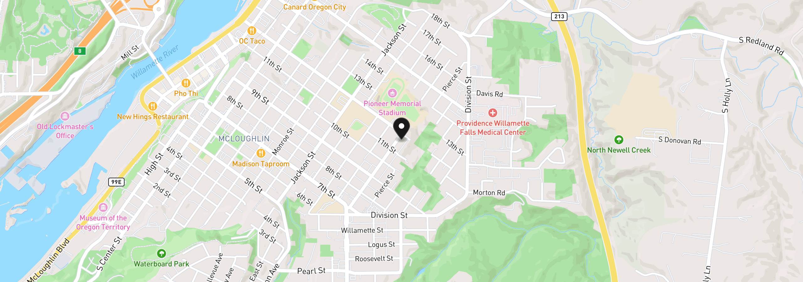 Map showing the location of 1116 Taylor St, Oregon City, OR 97045