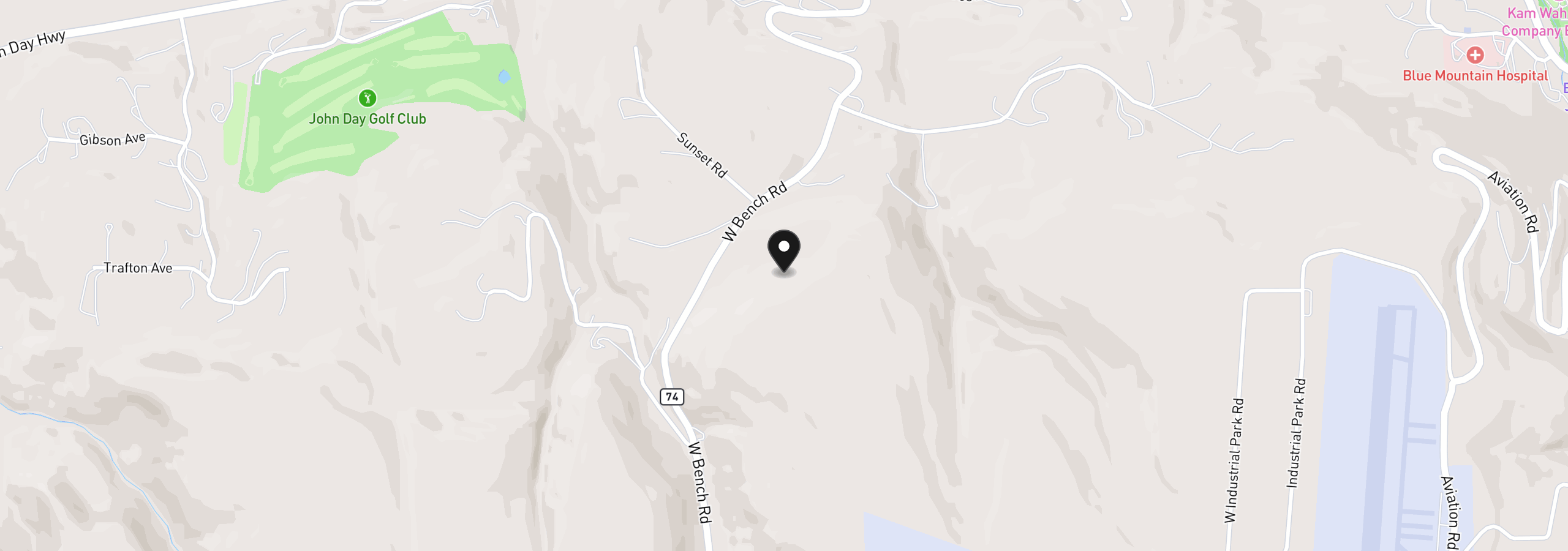Map showing the location of 92715 Hidden Hills Ln, John Day, OR 97845