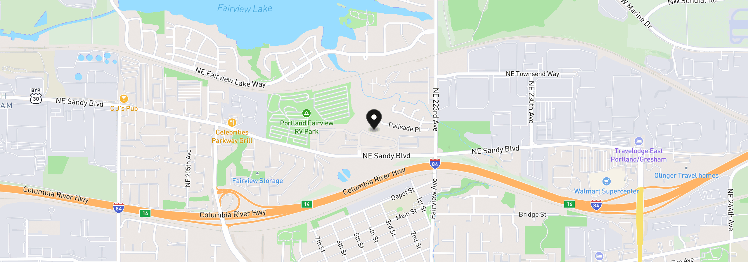 Map showing the location of 21851 NE Heartwood Cir, Fairview, OR 97024