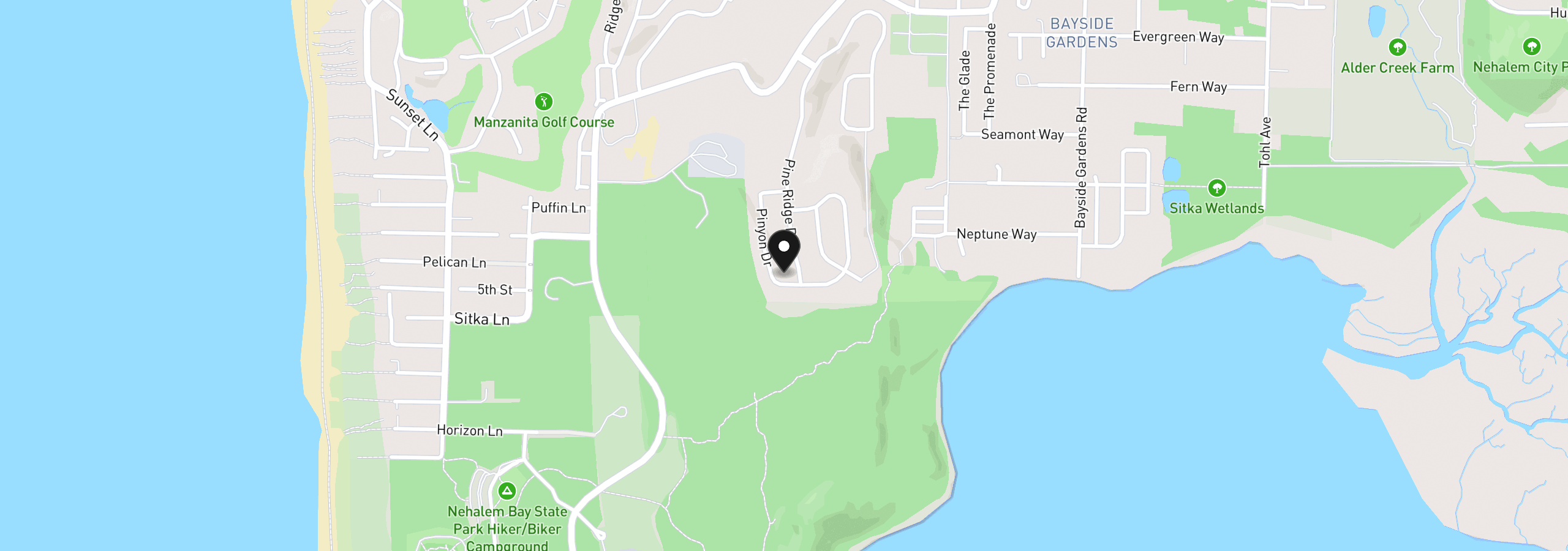 Map showing the location of 34475 Pinyon Dr, Manzanita, OR 97130