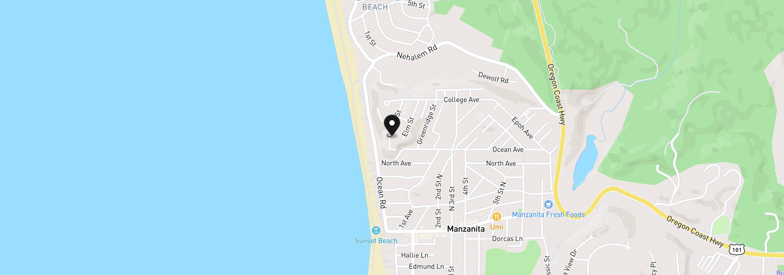 Map showing the location of 730 Cherry St, Manzanita, OR 97130