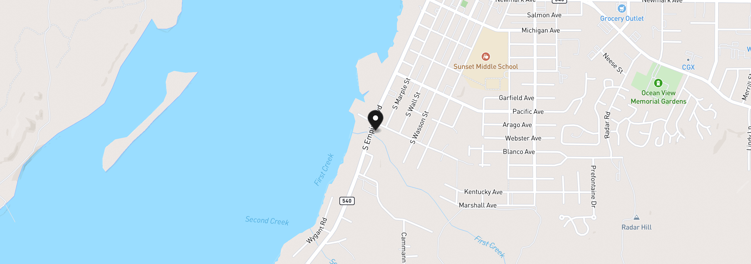 Map showing the location of 755 S Empire Blvd, Coos Bay, OR 97420
